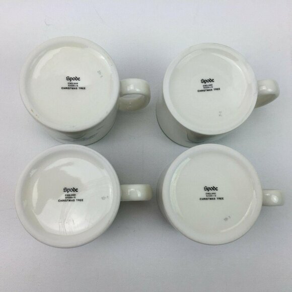 Vintage Spode Christmas Tree Tom & Jerry Mug Set 4 Box Porcelain China - Picture 7 of 8